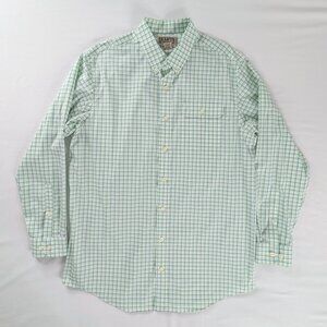 Duluth Trading Co Green White Plaid Button Down Shirt Tall Long